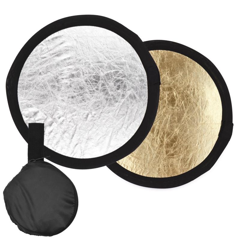 30cm/12inch Photography Round Reflector Silver & Gold 2-in-1 Collapsible Portable for Studio Photography with Carry Bag  |   Softbox Reflector & Diffuser Softbox Reflector & Diffuser Softbox Reflector & Diffuser