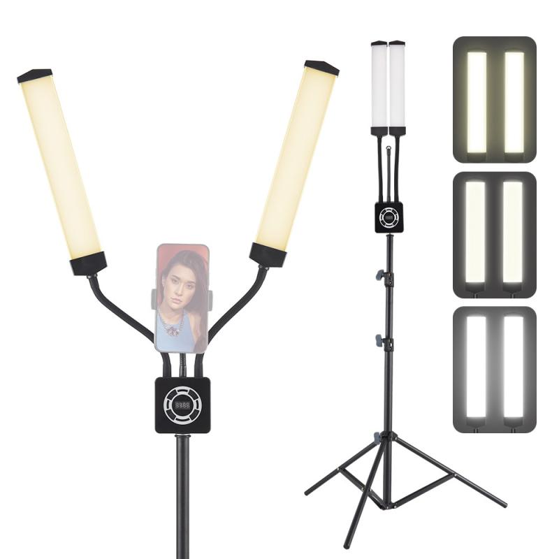 40W Dual-arm Fill Light Tri-color Beauty Light with Phone Clip Tripod Stand Remote Control  |   LED Photography Light Kit LED Photography Light Kit LED Photography Light Kit