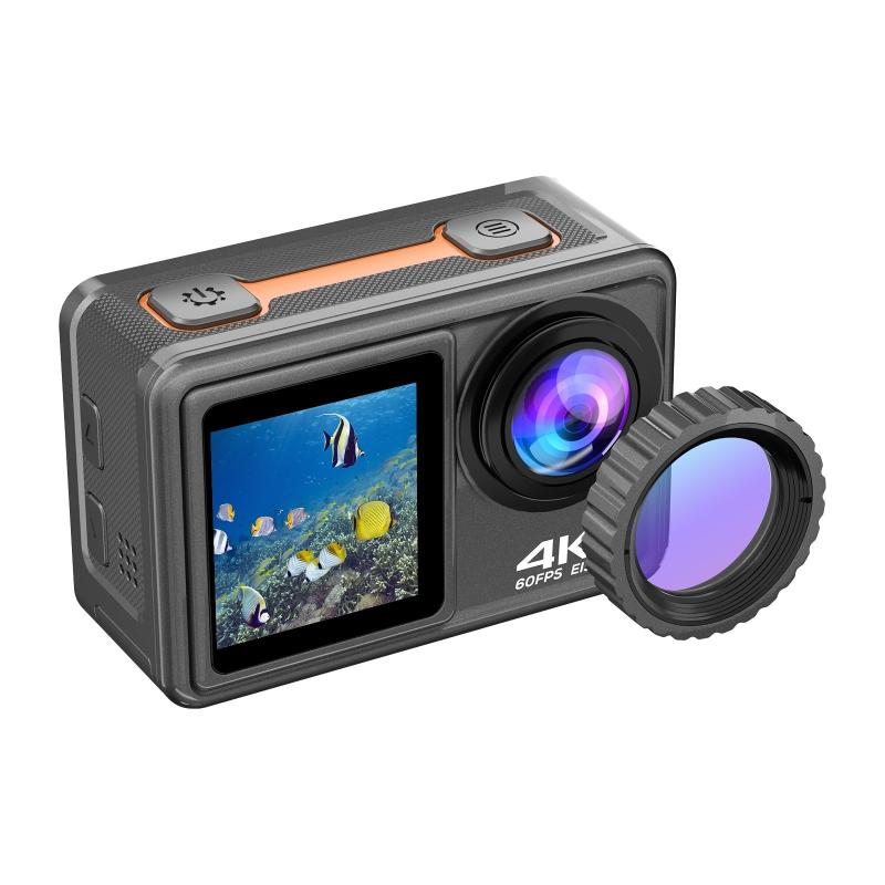 4K 24MP Dual Screen Sport Camera DV Camcorder 2.0 Inch Screen 170° Wide Angle EIS 40m Waterproof WiFi with Macro CPL ND4 8 16 Purple Lens for Outdoor Sports  |   Sports & Action Camera Cameras & Camcorders Sports & Action Camera