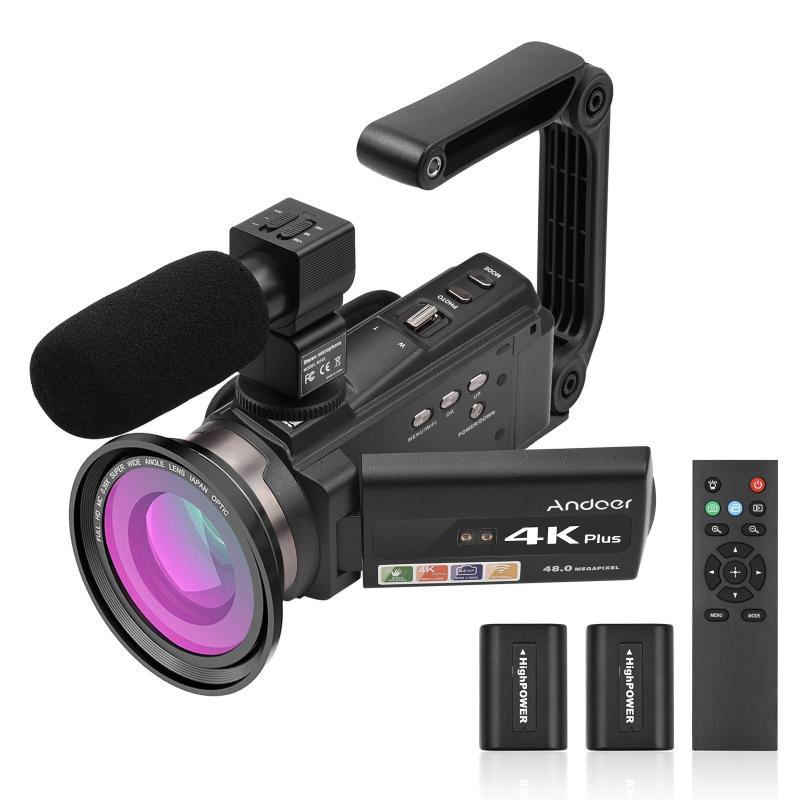 Andoer 4K/60FPS 48MP WiFi Digital Video Camera Set 1 Camcorder Recorder + 1 Microphone + 1 Remote Control + 2 Batteries + 1 Camera Lens with 16X Zoom 3 Inch Touchscreen IR Infrared Night Sight Cold Shoe Mount  |   Sports & Action Camera Cameras & Camcorders Sports & Action Camera