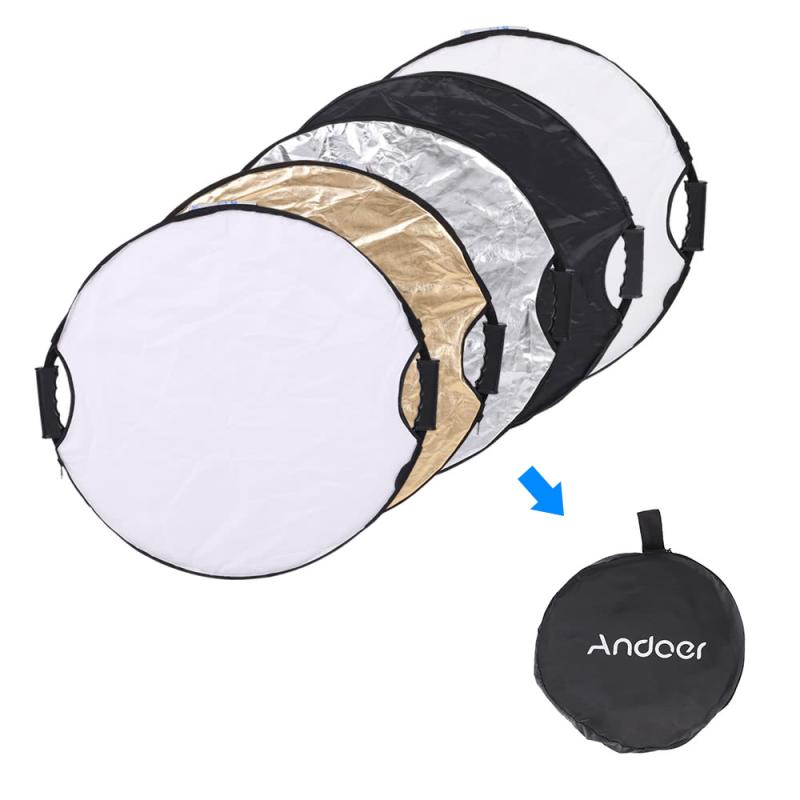 Andoer 60cm 5in1 Round Collapsible Multi-Disc Portable Circular Photo Photography Studio Video Light Reflector  |   Video Light Reflector Speedlite Flash Lights & Accessories Video Light Reflector