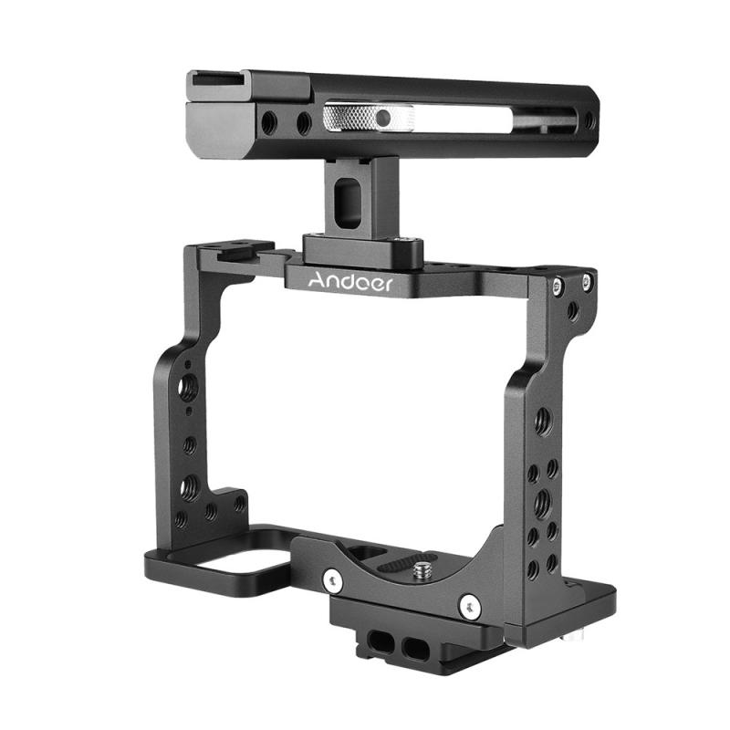 Andoer C15-B Camera Cage + Top Handle Kit Aluminum Alloy with Cold Shoe Mount  |   Video Cage Video Cage Video Cage