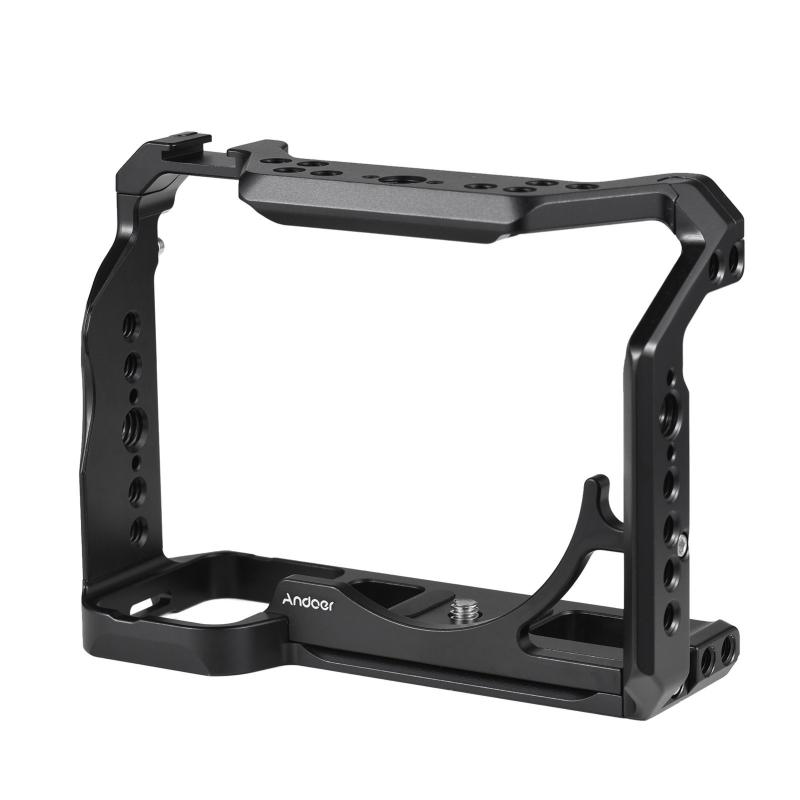 Andoer Camera Cage Aluminum Alloy Video Cage with Cold Shoe Mounts Numerous 1/4 Inch Screw Holes  |   Video Cage Video Cage Video Cage