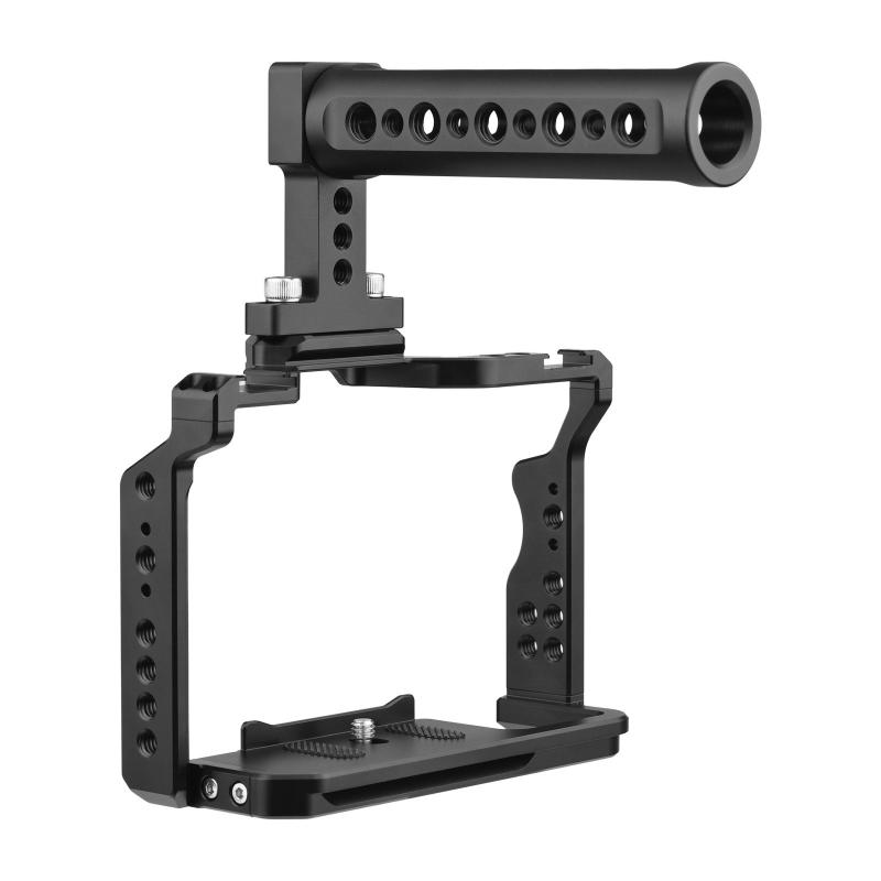 Andoer Camera Video Cage + Top Handle Kit Aluminum Alloy with Dual Cold Shoe Mounts Numerous 1/4 Inch Threads Replacement for Sony A7IV/ A7III/ A7II/ A7R III/ A7R II/ A7S II  |   Video Cage Video Cage Video Cage