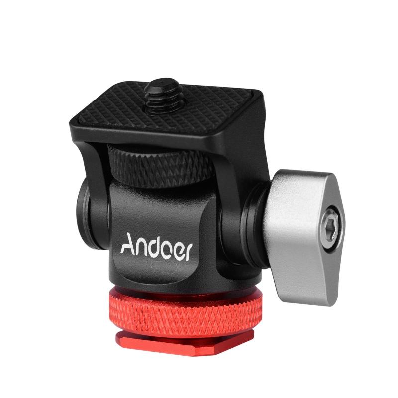 Andoer Mini Monitor Mount Tripod Head Cold Shoe Adapter Aluminum Alloy 1/4 Inch Screw  |   Tripod Head Tripod Head Tripod Head