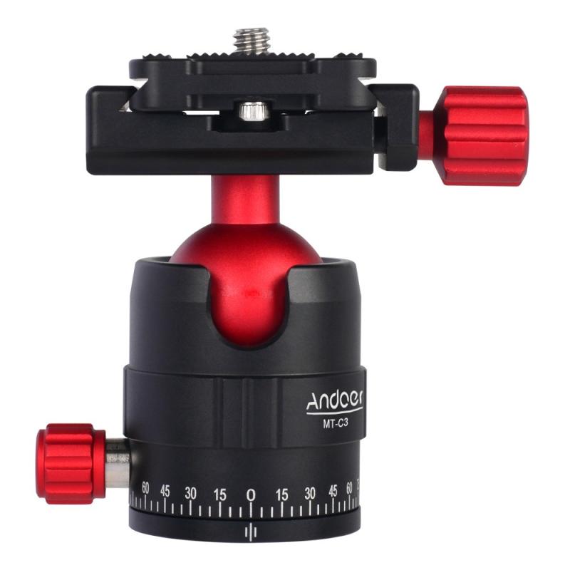 Andoer MT-C1 Compact Size Panoramic Tripod Ball Head Adapter 360° Rotation Aluminium Alloy with Quick Release Plate  |   Tripod Tripod Tripod