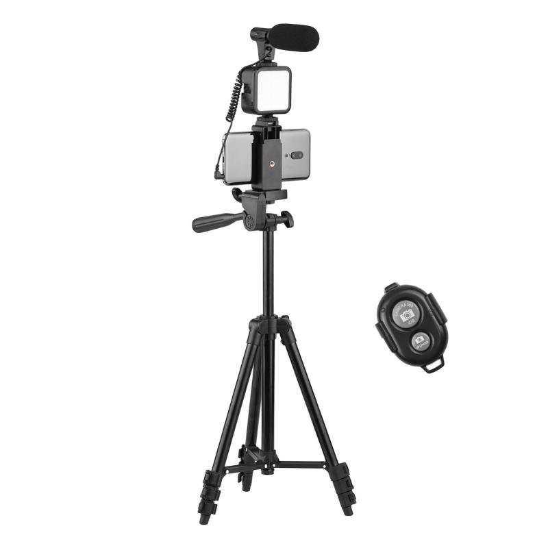 Andoer Phone Vlog Video Kit with Height Adjustable Tripod Phone Holder with Cold Shoe Microphone LED Video Light Remote Shutter for Phone Camera Video Making  |   Others Other Camera Accessories Others