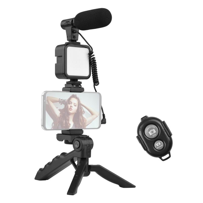 Andoer Phone Vlog Video Kit with Table Tripod Phone Holder with Cold Shoe Microphone LED Video Light Remote Shutter  |   Tripod Tripod Tripod