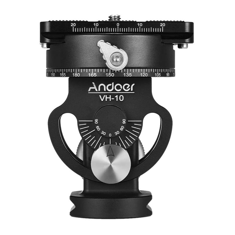 Andoer VH-10 2 Way Pan/Tilt Tripod Head Panoramic Bird Watching Photography Head with Quick Release Plate 3 Bubble Level Carry Bag Replacement for Sirui L10 RRS MH-02  |   Tripod Head Tripod Head Tripod Head