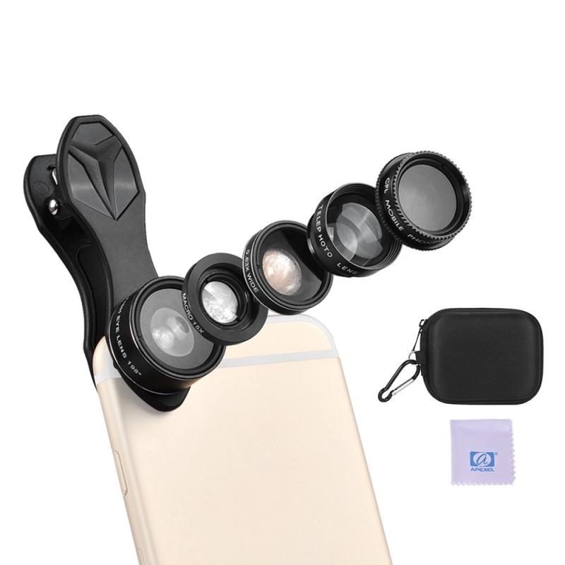 APEXEL APL-DG5H 5 in 1 Cellphone Lens Kit  |   Other Lens Accessories Lenses & Filters Other Lens Accessories