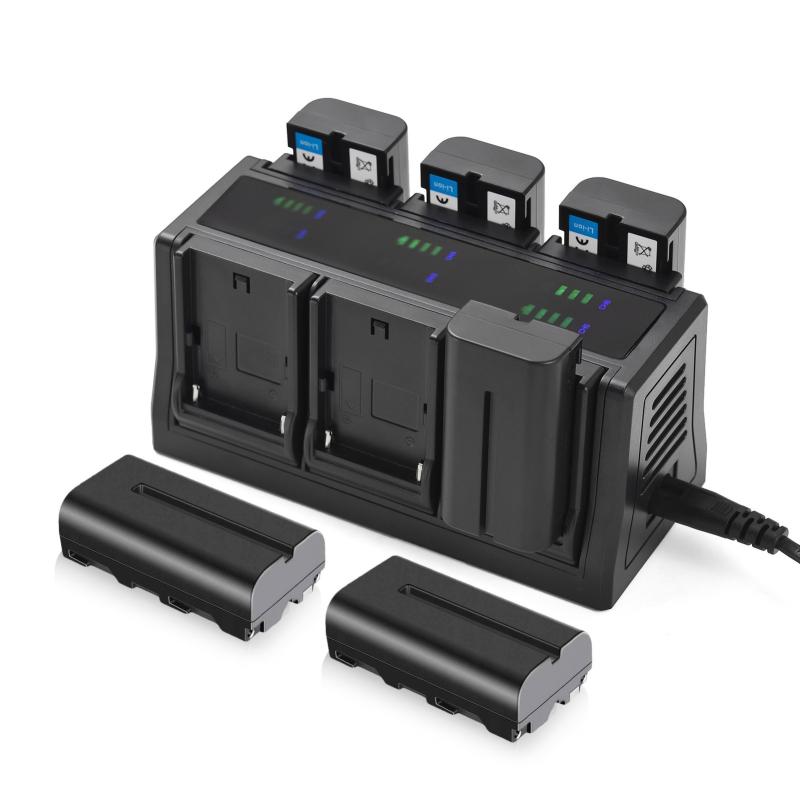 NP-F550 Battery Charger 6-Slot Charger with LED Indicators Detachable Charging Base  |   Camera Battery & Charger Battery & Charger Accessories Camera Battery & Charger