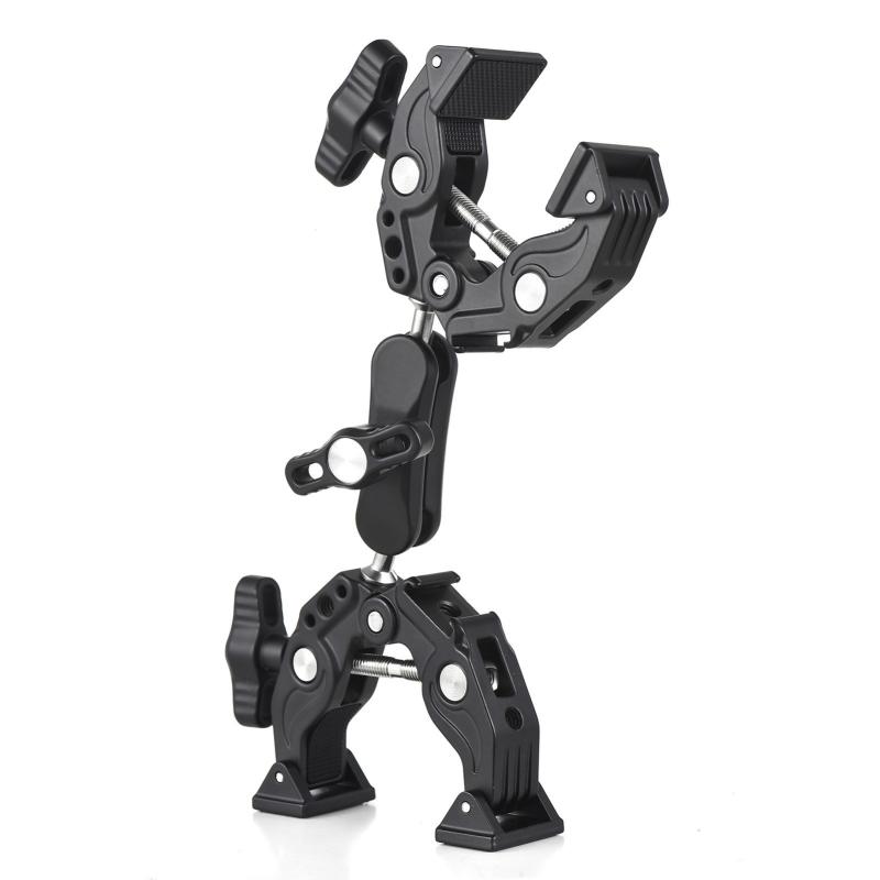 Super Clamp Mount Double Camera Clamp with Dual Ball Head Cold Shoes 1/4 Inch ARRI Locating Holes Action Camera Mount for Desk Light Stand Photography Reflector Boom Stand 1.5kg Load Bearing  |   Others Other Camera Accessories Others