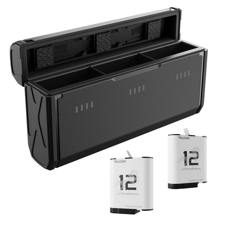 TELESIN Sports Camera Battery Storage Charger Set 3-slot Battery Charging Box  |   Camera Battery & Charger Battery & Charger Accessories Camera Battery & Charger