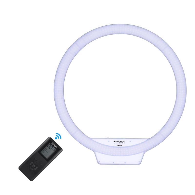 YONGNUO YN608 3200K~5500K Bi-Color Temperature Wireless Remote LED Ring Video Light Annular and Frameless Appearance Design Adjustable Brightness CRI≥95 with Handle Grip Remote Controller for Portrait Live Video Selfie  |   LED Ring Fill Light LED Ring Fill Light LED Ring Fill Light