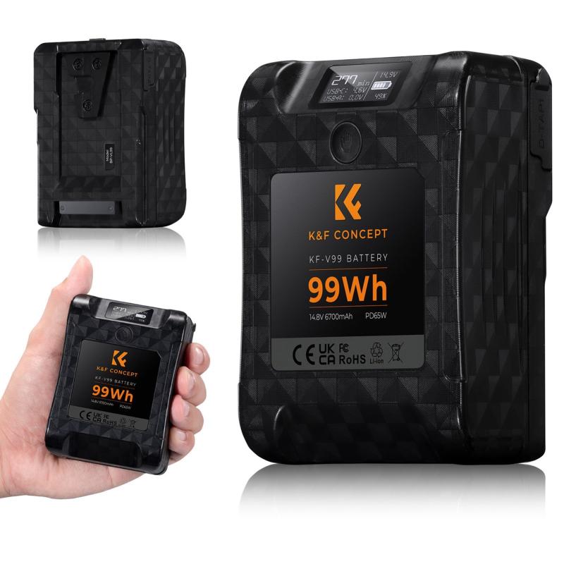 K&F CONCEPT Portable V-Lock Battery 99Wh 14.8V 6700mAh Large Capacity V-Mount Battery  |   Camera Battery & Charger Battery & Charger Accessories Camera Battery & Charger